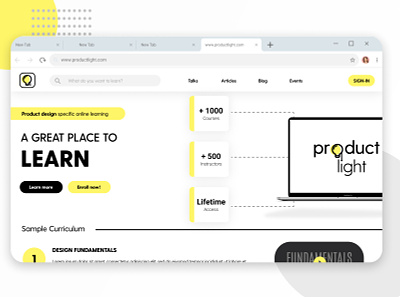 Product Light Online Learning Homepage 💻💡 app branding design experience ui ux