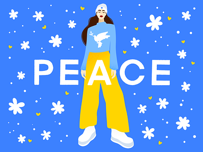 PEACE art blue character drawing flat heart illustration illustrator peace procreate ukraine yellow