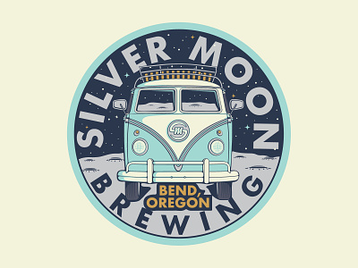 Silver Moon Brewing 2 beer design illustration moon volkswagen vwbus