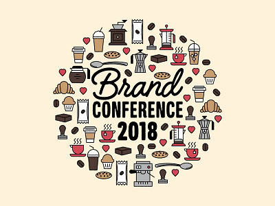 Brand Conference logo coffee design icons illustration