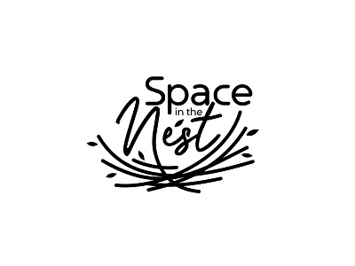 space in the nest branding design flat leaf logo minimal nest space typography vector