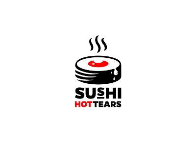 SUSHI HOT TEARS design eyes flat food hot japanese japanese food logo minimal summer sushi sushi logo sushi roll teardrop tears vector