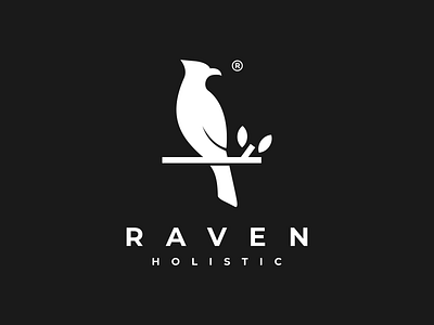 raven holistic animal bird brand branding company design illustraion logo raven sign symbol vector