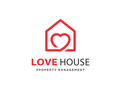 love house branding company design estate home house illustraion logo love management property real sign symbol vector