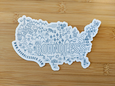 Boundless sticker american design gis illustration location map united states usa