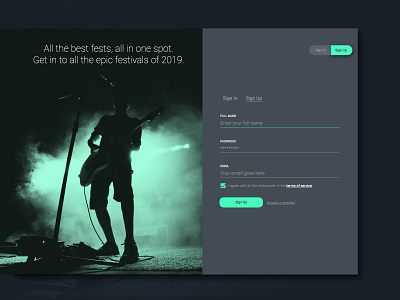Sign Up UI competition exercise login music sign up ui