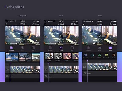 Video editing pages app user interface video