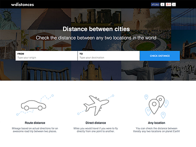 Distance Between Cities Calculator distance icons landing page travel