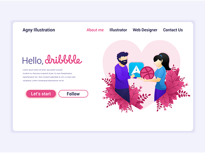 Hello Dribbble app debut design dribbble dribbble invite first first shot flat hello dribbble icon illustration illustrator invite landing page ui vector web design