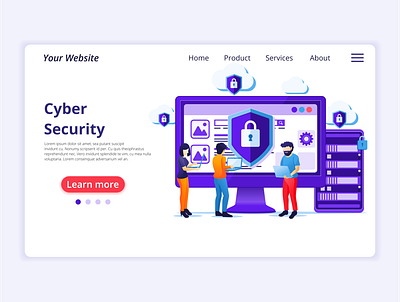 Cyber Security concept illustration app computer security concept cyber security data design flat flat illustration icon illustration internet landing page network onboarding screens protection ui ui design ui elements vector web design