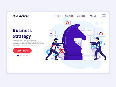 Business Strategy Illustration branding business character design chess chess pieces chessboard concept design flat flat illustration icon illustration landing page marketing onboarding screens strategy ui ui elements vector web design