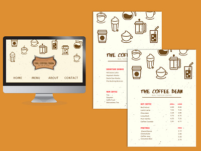 Coffee shop menu and web design brand brand design coffee design food logo menu menu design ux