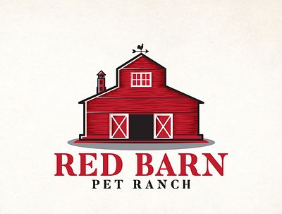 Red Barn Pet Ranch Logo Design barn brand identity branding farm house house identity illustration logo red red barn vintage