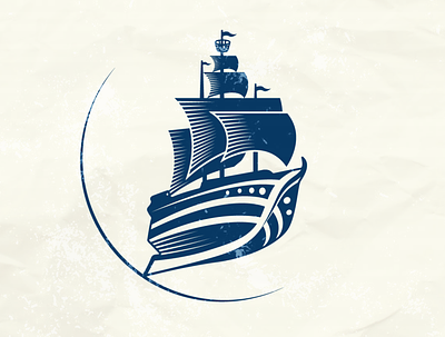 Ship logo design blue brand design brand identity branding design illustration logo logo mark pictorial logo river ship vector vintage logo