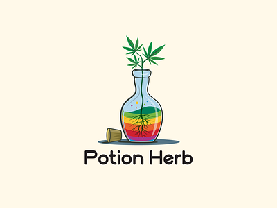 Potion Herb Logo Design bottle brand design brand identity branding cbd design herb illustration logo potion vector