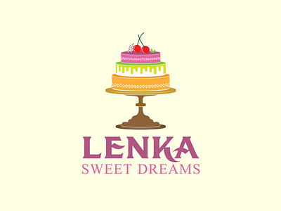 Lenka Sweet Dreams Logo Design birthday cake brand design brand identity branding cake design food illustration logo pasty cake testy vector
