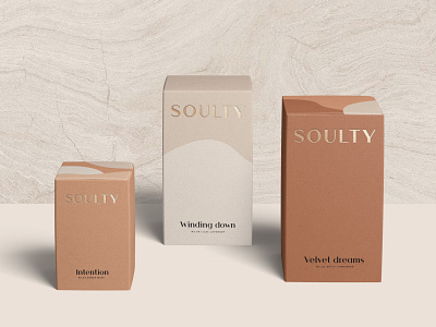 Packaging Design for Soulty abstract branding branding concept cosmetics earthy embossed goldfoil label design logo organic packaging design visual identity