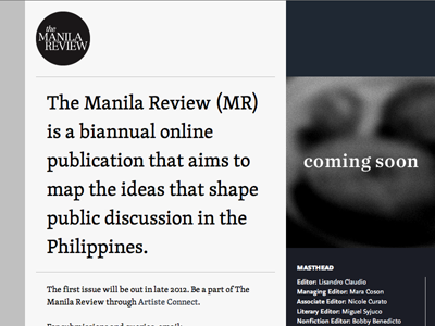 The Manila Review design manila personal splash web website
