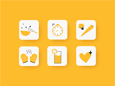 Cooking App Icons app branding design flat icon illustration illustrator minimal vector