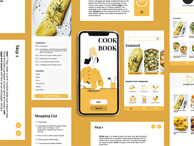 Cook Book Application app branding design flat illustration illustrator minimal ui