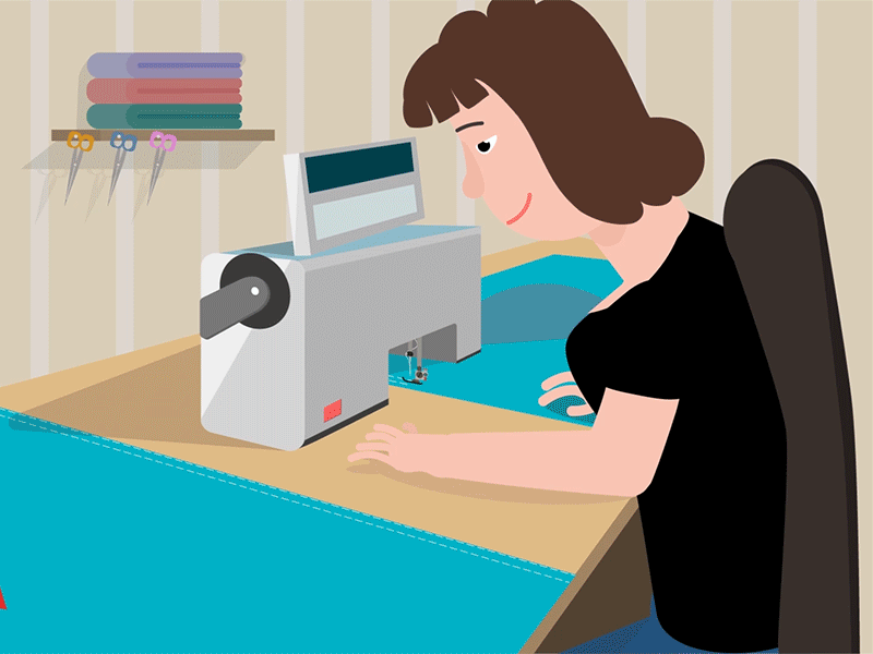 Sewing Expert after effects animated animation character illustration sewing sewing machine vector work