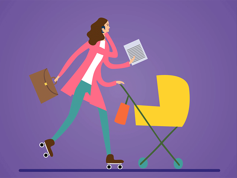 Working Mom after effects animated animation character illustration purple vector work working mom