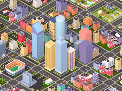 Growing City 3d after effects animated animation c4d city cityscape illustration