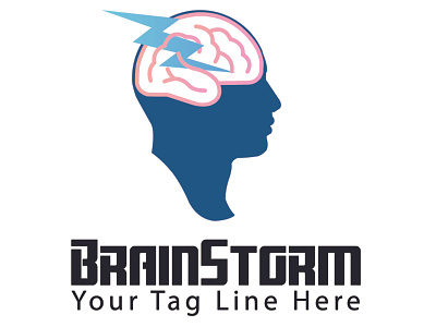 BrainStorm Logo blowing branding design explode flat illustration intelligence logo mind minimal smart thinking thunder vector wise men