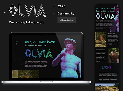 OLVIA Tourist Landing Page 2020 app art branding dark dark ui design desktop gradient gradient color gradient design greece mobile tourism ui ux vector web website