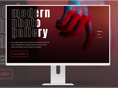 Modern photo gallery, concept design. 2020 art branding dark dark ui design desktop vector web website