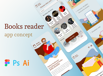 Book reading app concept app branding graphic design logo mobile motion graphics ui