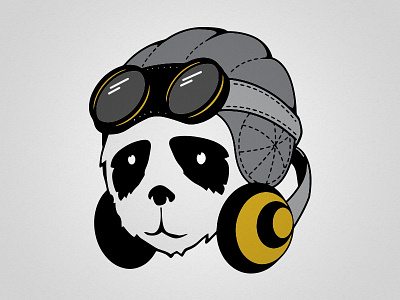 Pilot Panda handdrawn headphones illustration illustrator panda pilot