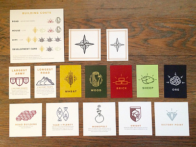 Catan Cards cards catan clean games handmade illustrator line icons rebound rebrand settlers settlers of catan simple