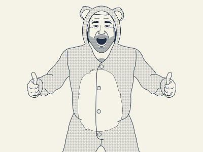 Meta Barry bear bear suit dumb fun illo illustration lines meta screenprint