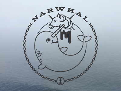 Narwhal badge illustration narwhal unicorn