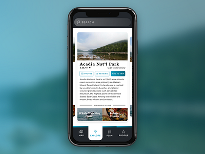 Travel App acadia adobe xd dailyui dailyuichallenge national park planner travel travel app ui user interface ux