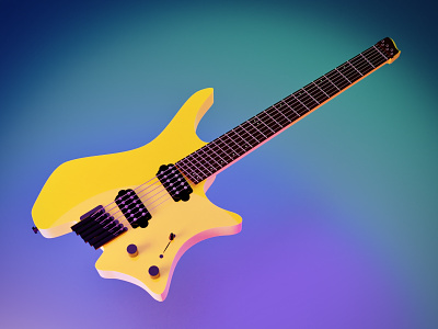 The Djentleman 3d art background blender blender3d blendercycles branding design flat guitar minimal product web yellow