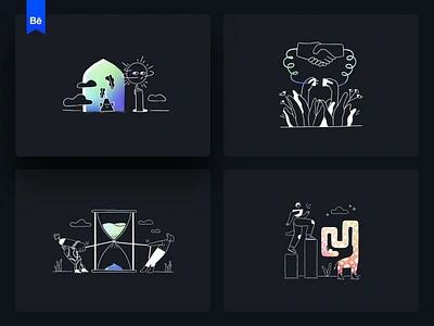 The Odd Illustrations pack | Dark mode 2020 2020 trend behance branding dark design designkit illustraion illustration illustrator kit logo piqo ui