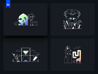 The Odd Illustrations pack | Dark mode 2020 2020 trend behance branding dark design designkit illustraion illustration illustrator kit logo piqo ui