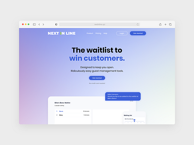 Next in Line landing page web design