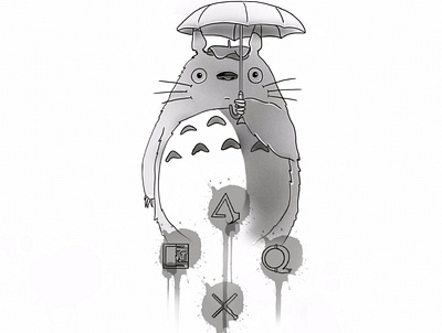 Totoro 2d 2d art anime artist cg digitalart illustration paint sketch visual