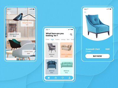 Furniture App - UI app branding icon minimal typography ui website