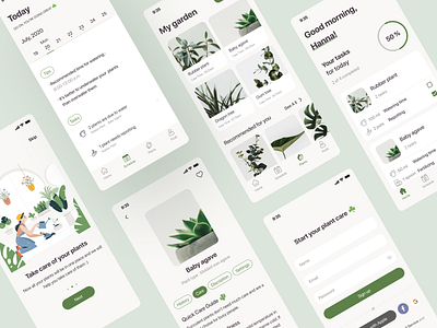 Plant Care App app calendar clean ui form ios mobile app nature new account onboarding plant care plant care app plant growing app plants reminder sign up todo