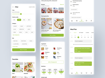 Meal plan & recipes (Android App) android app android design calendar cooking filters food meal plan meal planner mobile app design recipes recipes app shopping list