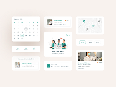 UI Cards for Doctor Appointment App appointment calendar doctor health healthcare ios iphonex map medical medical app mobile mobileappdesign ui card ui cards