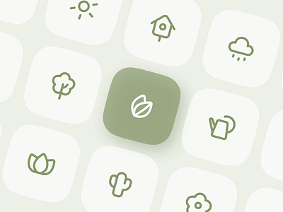 Nature Icons clean design flowers icons design icons set minimalistic nature nature icons plants spring uichallenge weather