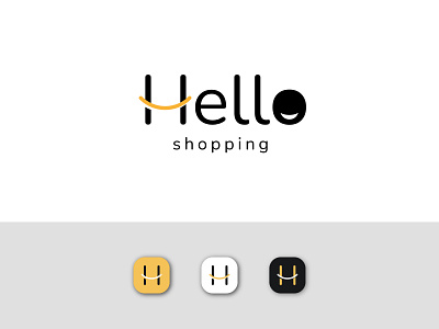 Hello Shopping Logo black branding company logo cool design design e commerce graphic design logo logo design online shop unique logo yellow