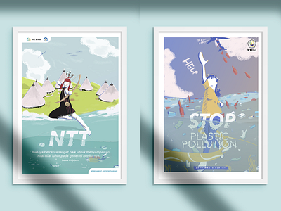 Poster Promotion and Public Service Advertising design digital art drawing illustration indonesia ntt plastic pollution poster