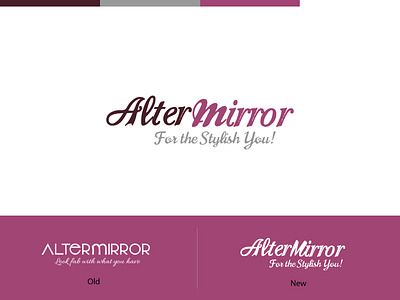 Altermirror Logo branding branding design feminine logo identity identity design illustraion illustration logo design makeup purple stylist typogaphy vector