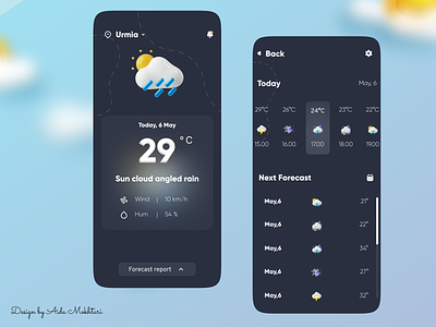weather app 3d app dark app dark mode dark ui design icon ui ux vector